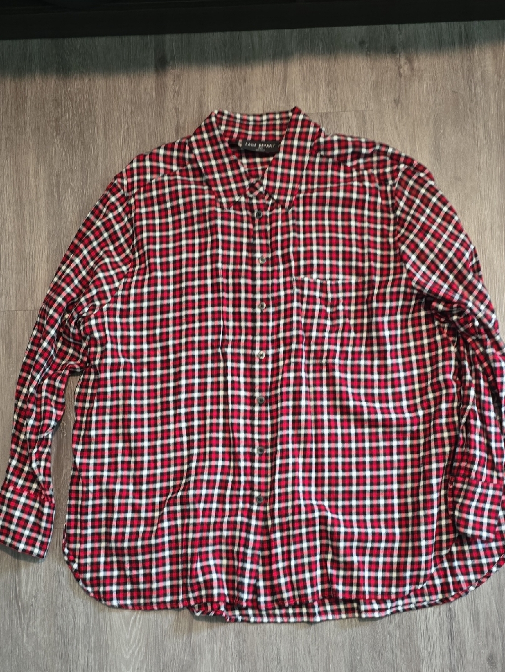 Lane Bryant Red and Black Plaid Button-Down Shirt